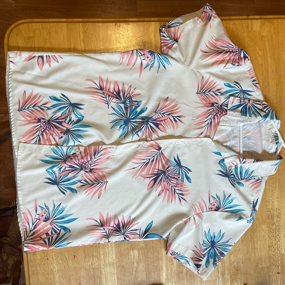 Tropical Print Button-Up Shirt